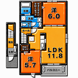 ティート 2LDKの間取図画像