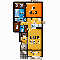 アストラル グレアI 1LDKの間取図画像