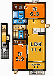 アストラル グレアI 2LDKの間取図画像
