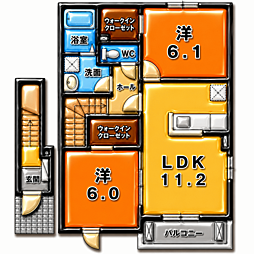 プレッソ愛宕-B 2LDKの間取図画像