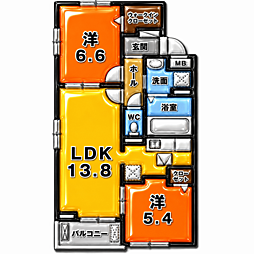 メゾンモンターニュ 2LDKの間取図画像