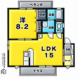 メゾンみやびB 1LDKの間取図画像