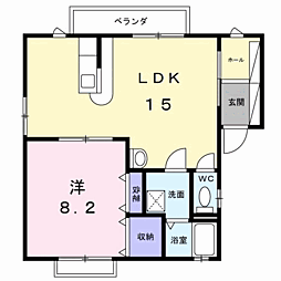 メゾンみやびB 1LDKの間取図画像
