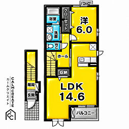ジュネス1 1LDKの間取図画像