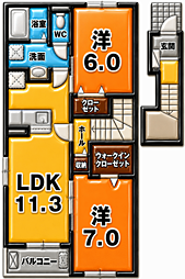 イリア 2LDKの間取図画像
