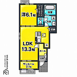 ベル・エクラ II 1LDKの間取図画像