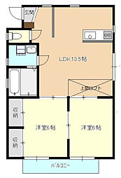 サンガーデンC 2LDKの間取図画像