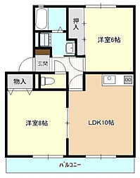サンガーデン荒谷B 2LDKの間取図画像