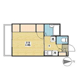 シティーライツ竹原中央 1Kの間取図画像