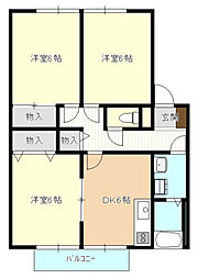 サンガーデン荒谷A 3DKの間取図画像