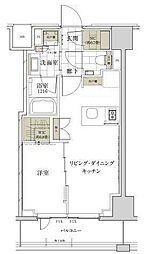 ザ・パークワンズ深川門前仲町 1LDKの間取図画像