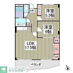 ラ・デファンスミキ 2DKの間取図画像