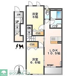 スカイ・ハット 2LDKの間取図画像