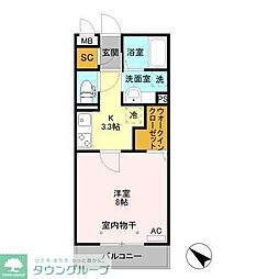 オペラハウス宮子 1Kの間取図画像
