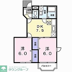ペガサス 2DKの間取図画像