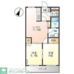 エスポアールK 2LDKの間取図画像