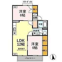 ヴィラウィロー2 2LDKの間取図画像