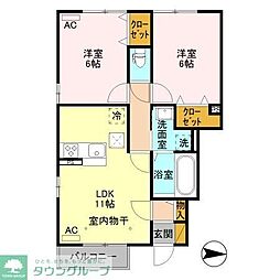 オペラハウス青柳2 2LDKの間取図画像