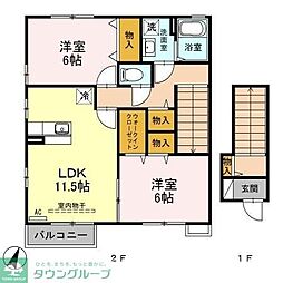 ローズコートB 2LDKの間取図画像