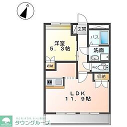 グランディールコア 1LDKの間取図画像