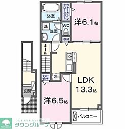 パークアクシス藤岡・E 2LDKの間取図画像
