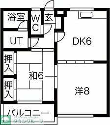 ハイツハツミA 2DKの間取図画像