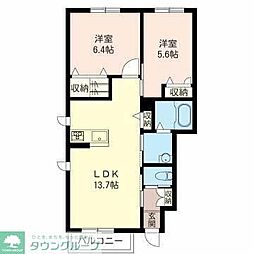 ディアコートB 2LDKの間取図画像