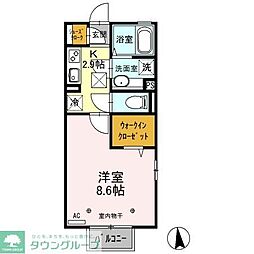 コ・クリエA 1Kの間取図画像
