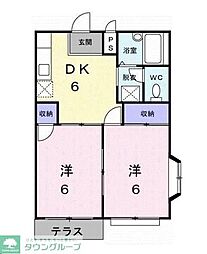 エルディム島田 2DKの間取図画像