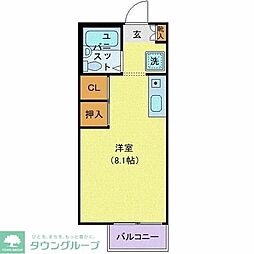 オゼットワールA ワンルームの間取図画像