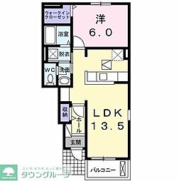 ミニヨンパレ2 1LDKの間取図画像