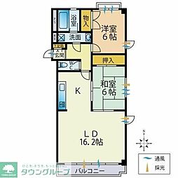 K・Kマンション 2LDKの間取図画像