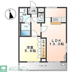 エレガンス2 1LDKの間取図画像