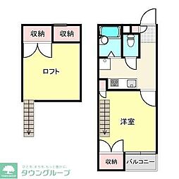 セイラBOX東貝沢B 1Kの間取図画像