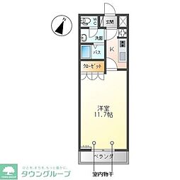 カサ・ベルデ2 1Kの間取図画像