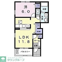 マルベリーB 1LDKの間取図画像