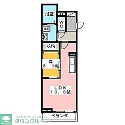 ジャスミン 1LDKの間取図画像