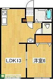ヴィラリエゾンC 1LDKの間取図画像