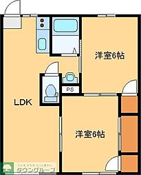 マロンハイツA 2LDKの間取図画像