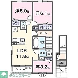 ロータス三室 F 2LDKの間取図画像