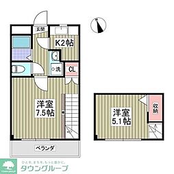 ホワイトパレス文京町 2DKの間取図画像