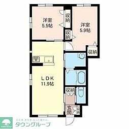 ラ・リズィエールC 2LDKの間取図画像