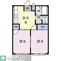 関口ハイツ 2DKの間取図画像