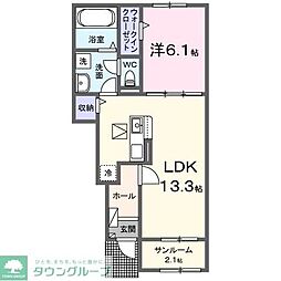 アルカンシェルK 1LDKの間取図画像