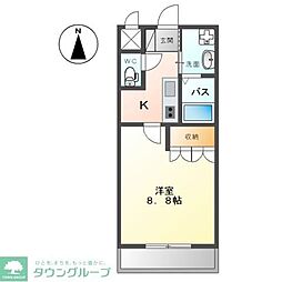 ファインフレーブ 1Kの間取図画像