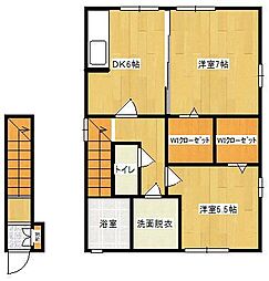 ローズコート1 2DKの間取図画像