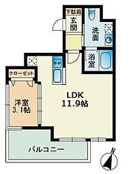 ビエネスタ千代県庁口 1LDKの間取図画像