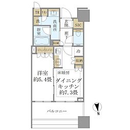 白金ザ・スカイ西棟 1DKの間取図画像