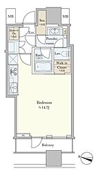 パークコート渋谷ザタワー ワンルームの間取図画像