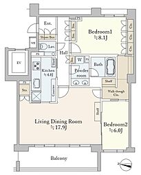 テラス恵比寿の丘 2LDKの間取図画像